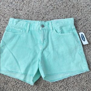 light green jean shorts